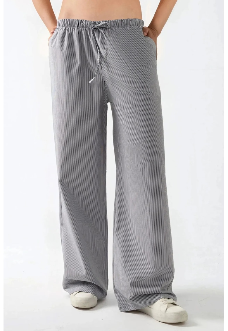 Pantaloni dama - din bumbac cu talie elastica - design modern