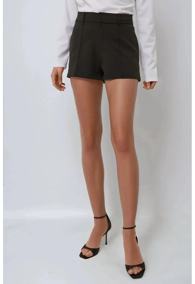 Pantaloni scurti dama - mini - croiala regulata - negru - bumbac