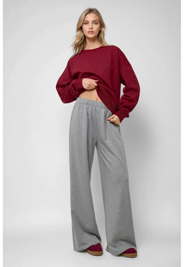 Pantaloni sport dama - jogger - talie elastica - gri - bumbac-poliester