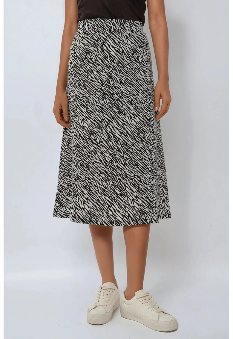 Fusta mini dama bumbac - imprimeu zebra - alb/negru