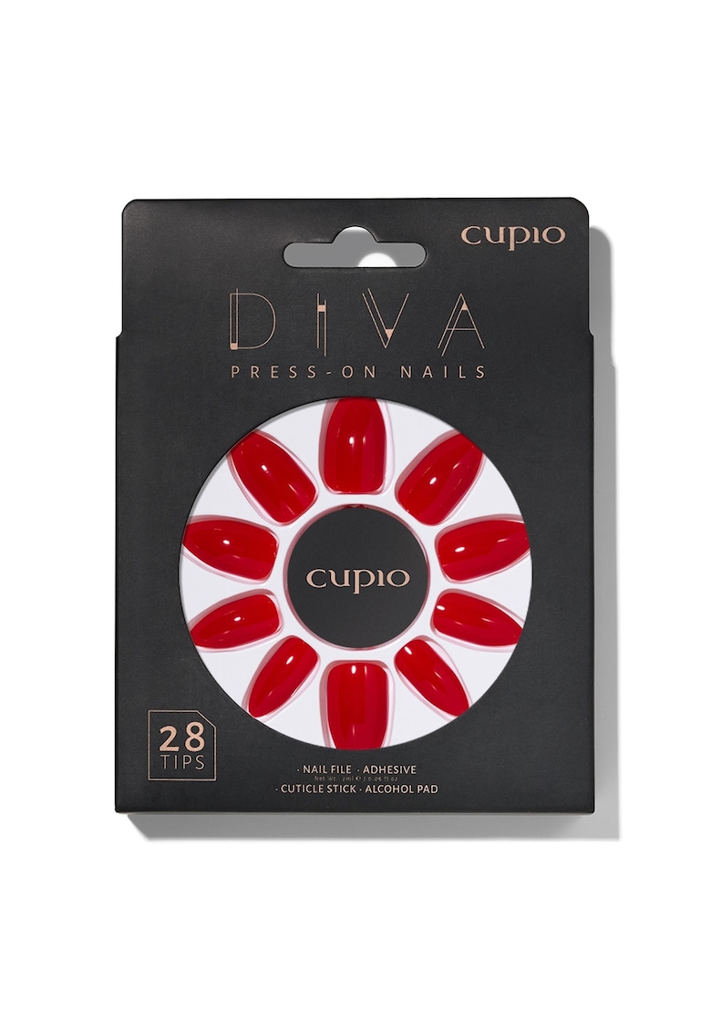 Set unghii false Diva - 28 tipsuri - pila - adeziv - betisor pentru cuticule - multicolor