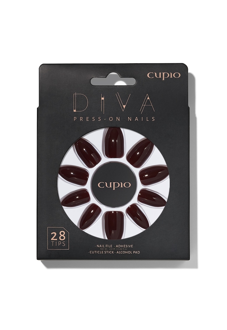 Set unghii false Diva - 28 tipsuri - visiniu