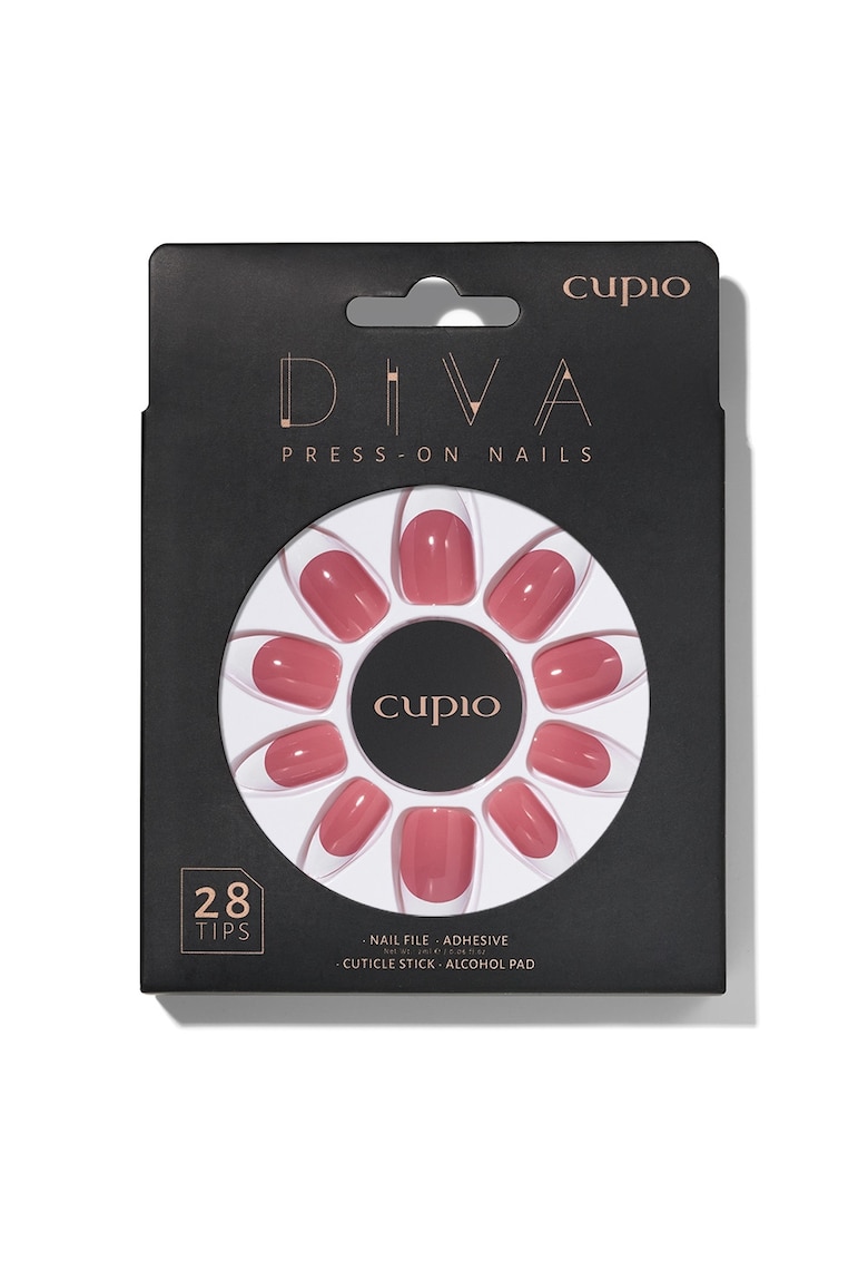 Set unghii false Diva - 28 tipsuri - pila - adeziv - betisor pentru cuticule - multicolor