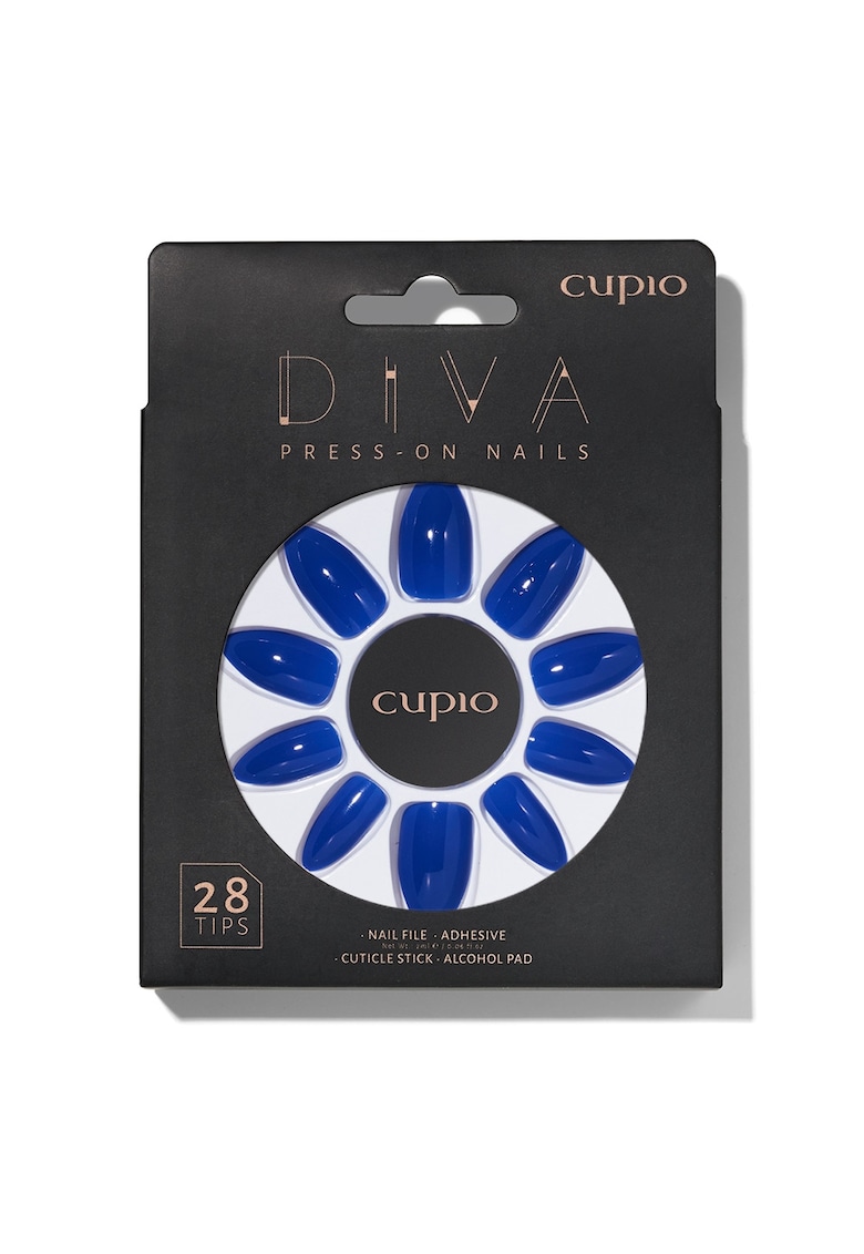 Set unghii false Diva - Albastru - 28 tipsuri - pila - adeziv