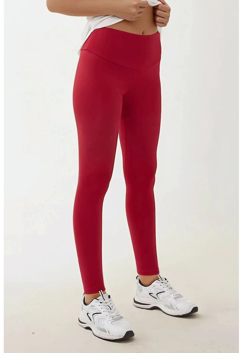 Colanti - elastici cu talie inalta - rosii - textil