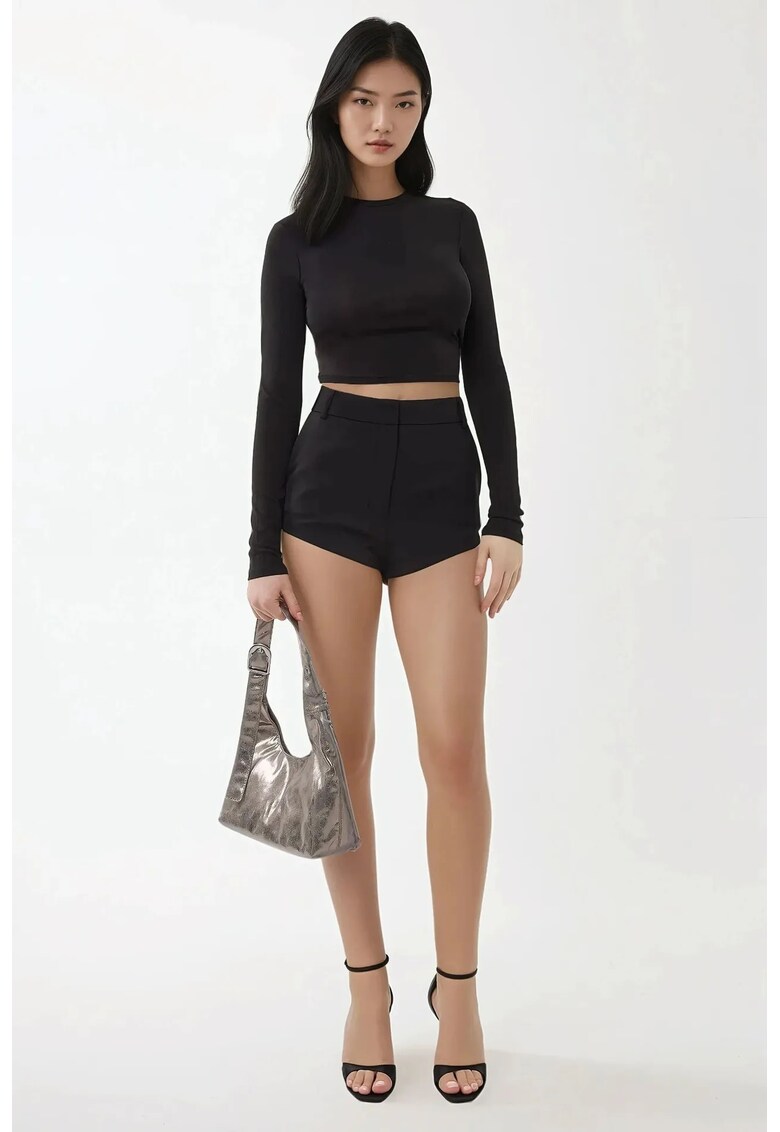 Pantaloni scurti dama talie inalta - croiala dreapta