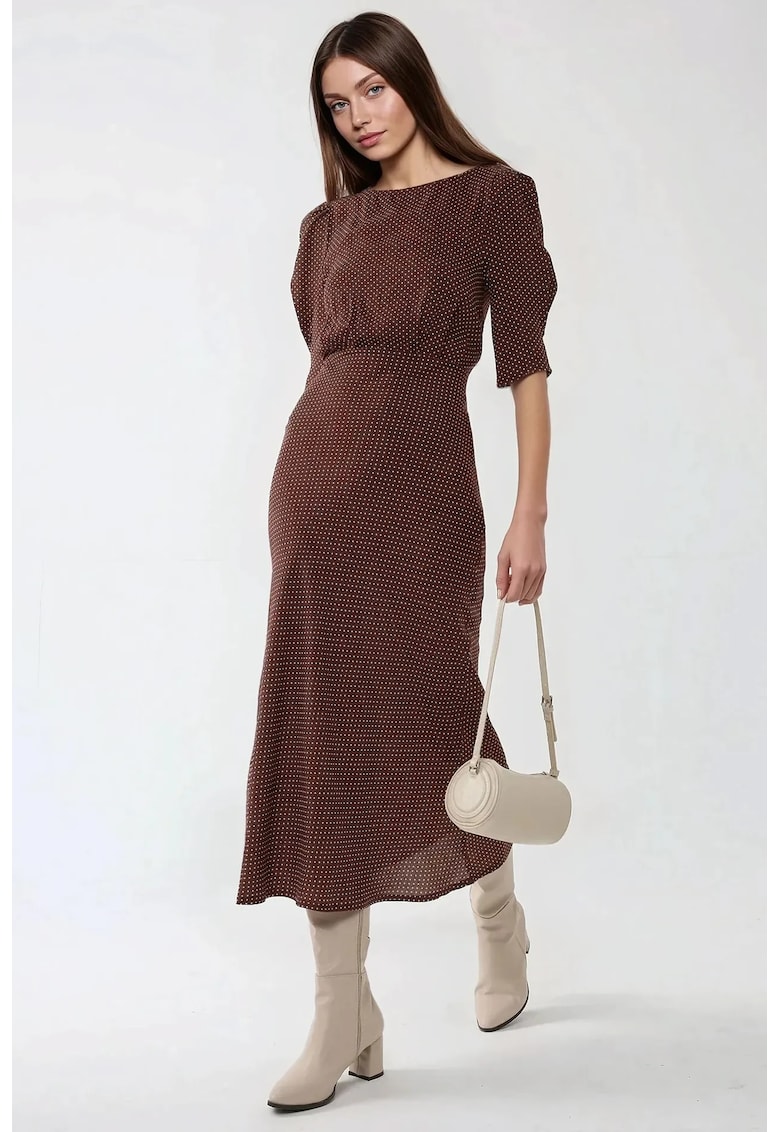 Rochie midi cu maneci bufante