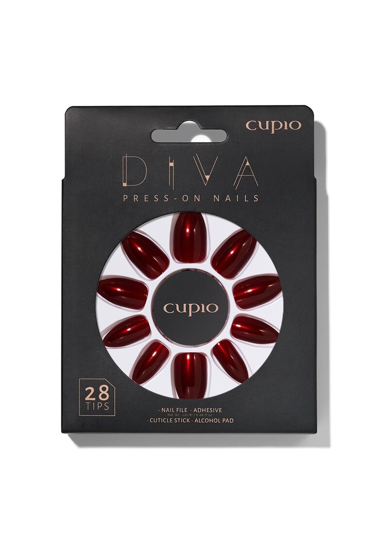 Set unghii false Diva - 28 tipsuri - pila - adeziv - rosu