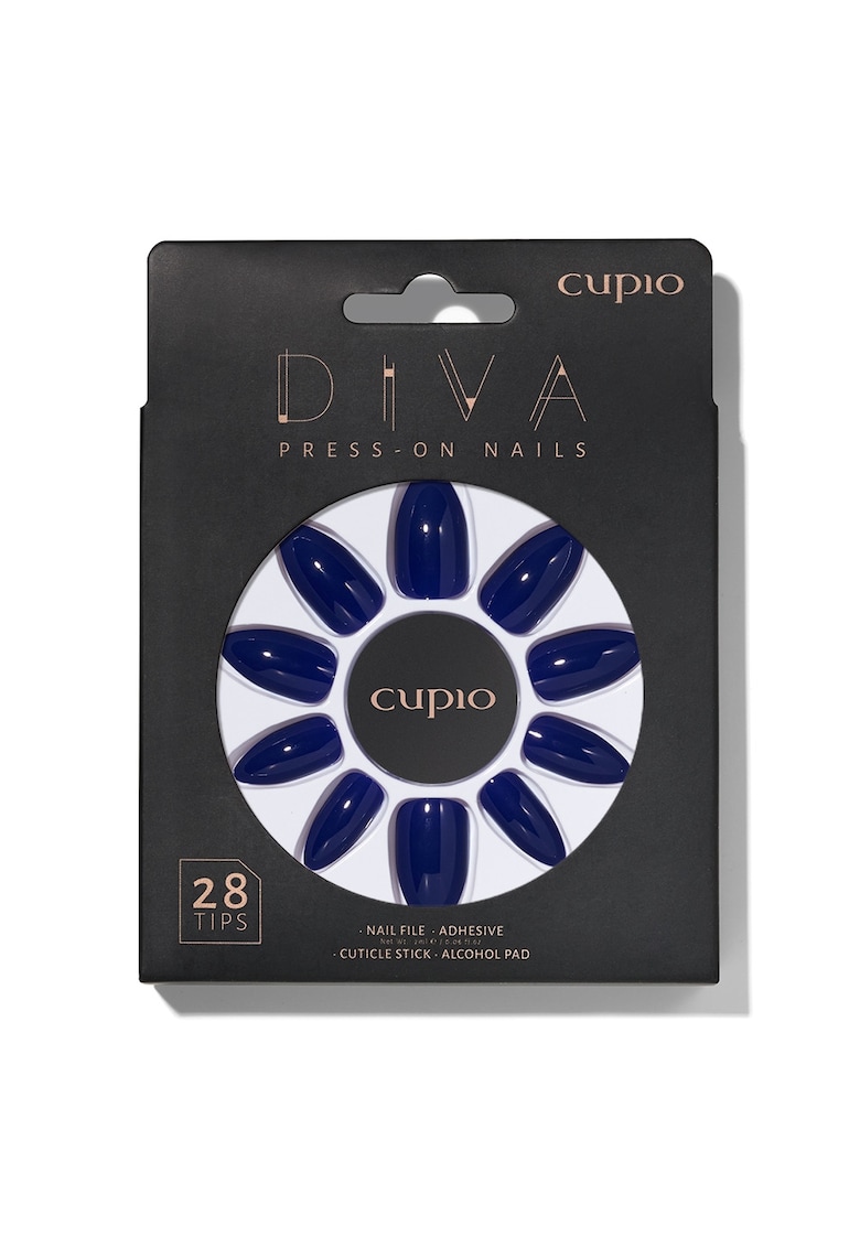 Set unghii false Diva - albastru - 28 tipsuri - pila - adeziv