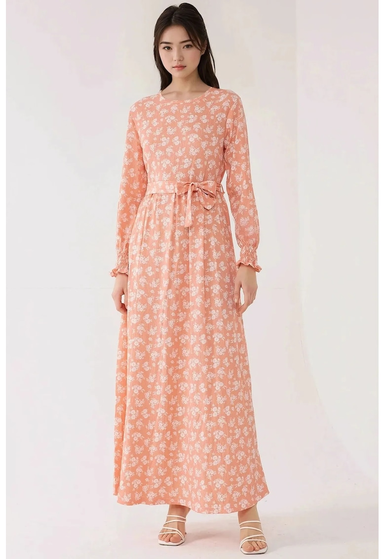 Rochie maneca lunga - Roz pal