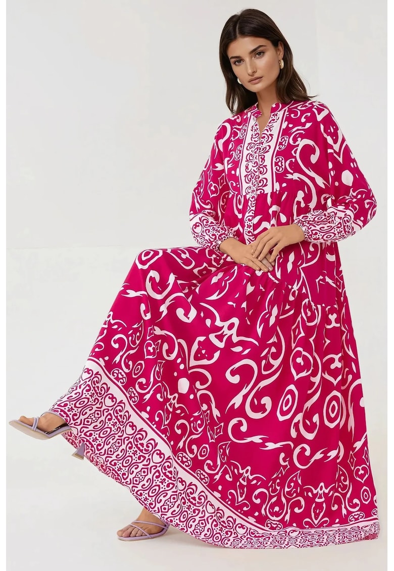 Rochie maxi - roz - viscoza