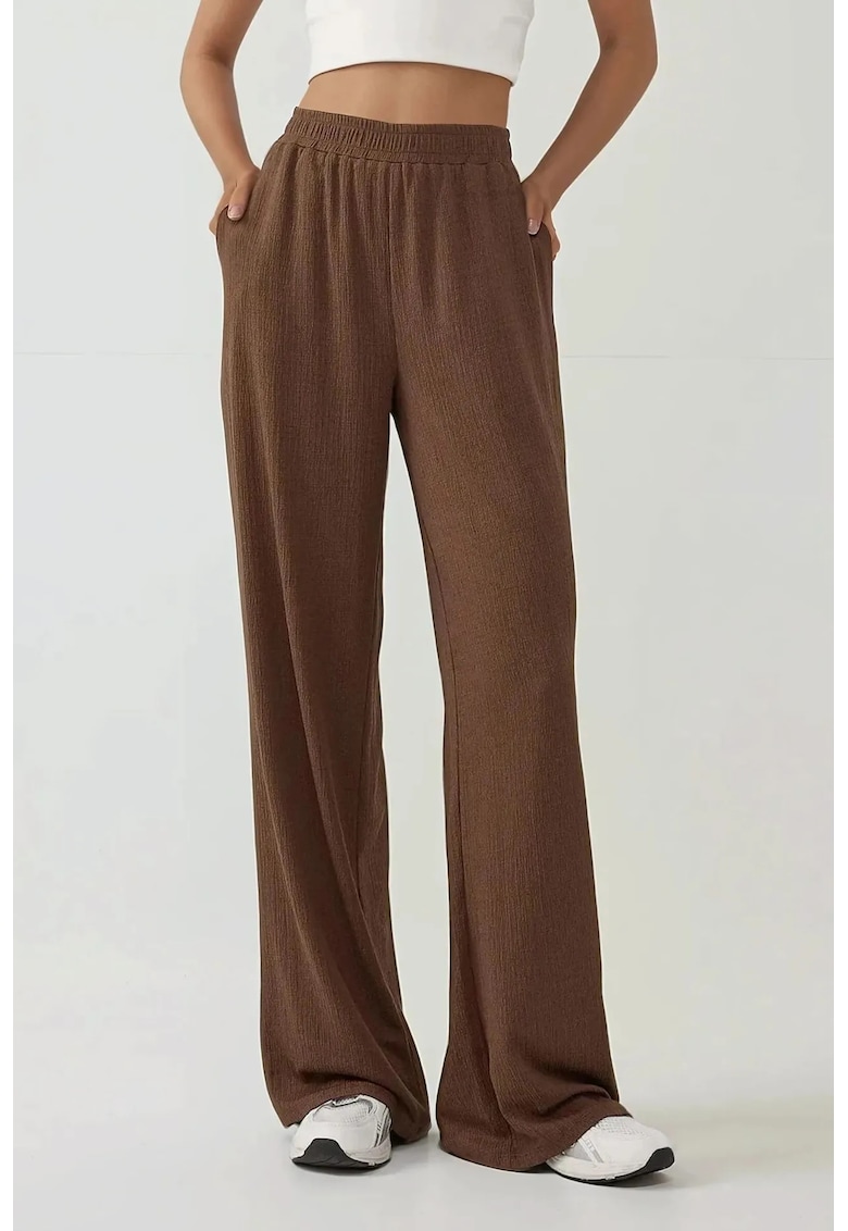 Pantaloni dama - tricotati - maro - textil - Maro