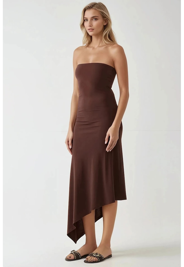 Rochie maxi - mulata - tiv asimetric - maro