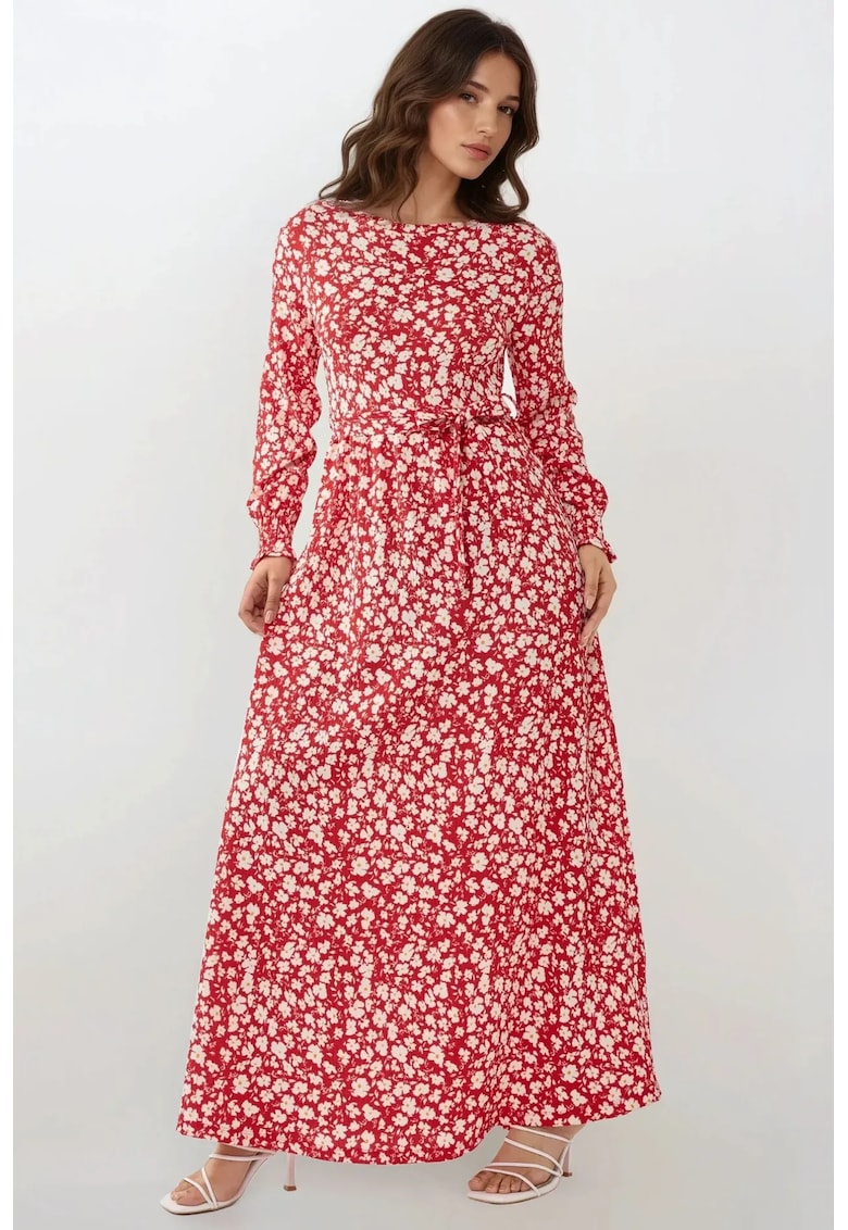 Rochie guler rotund - jerseu - rosu
