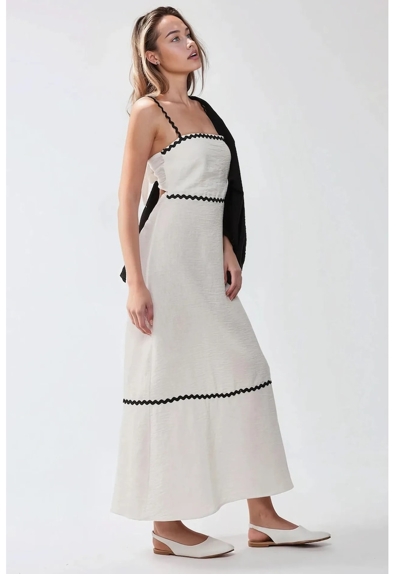 Rochie decolteu patrat - alb - material usor