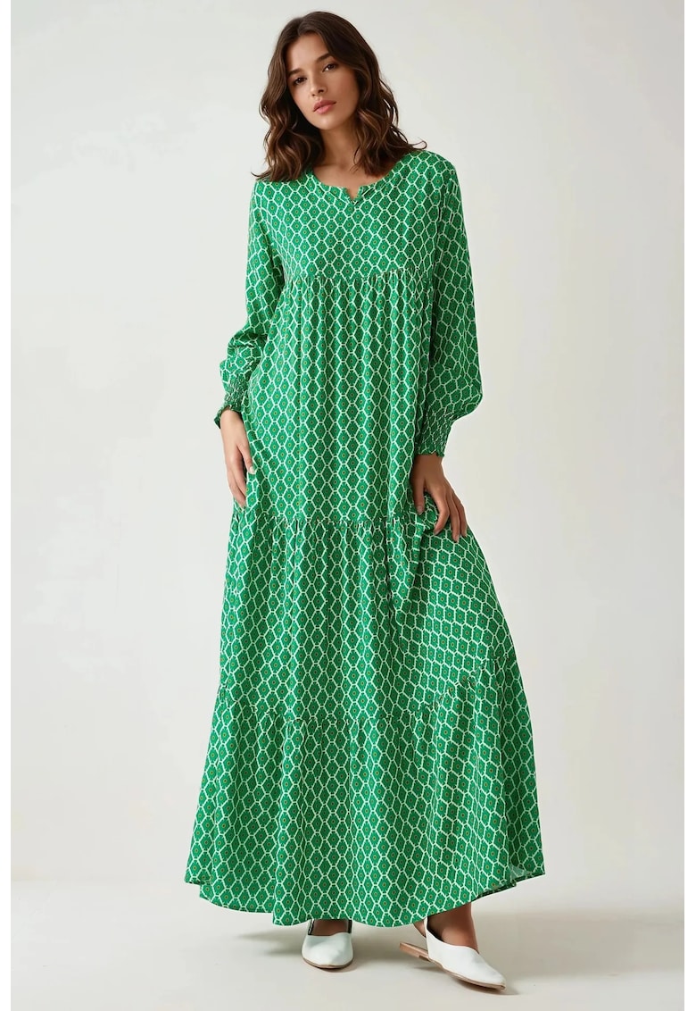 Rochie maxi - imprimeu - verde - viscoza Rochie maxi - imprimeu - verde - viscoza