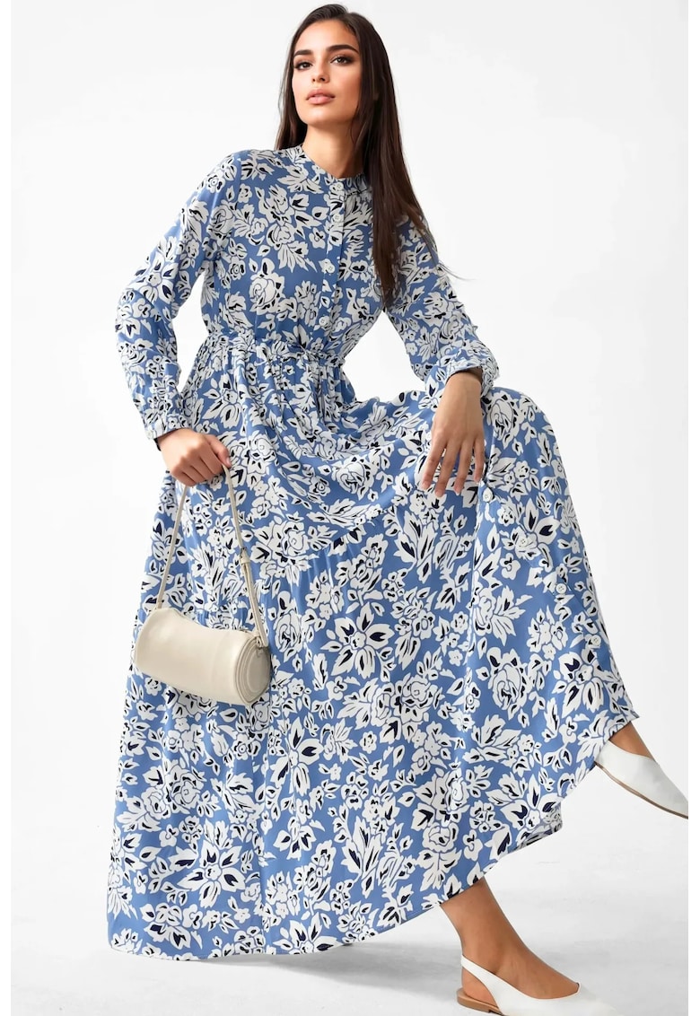 Rochie maxi - albastru - material textil