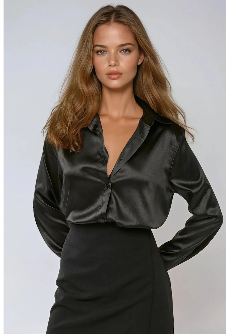 Camasa clasica dama - satin - negru