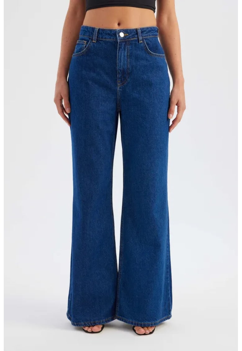 Blugi dama talie inalta - croiala dreapta - denim - albastru