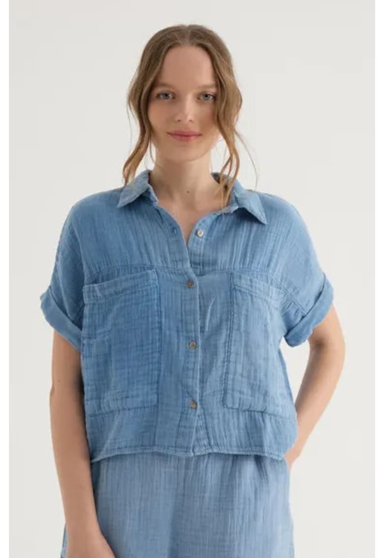 Camasa cu maneca scurta dama - textil - albastru