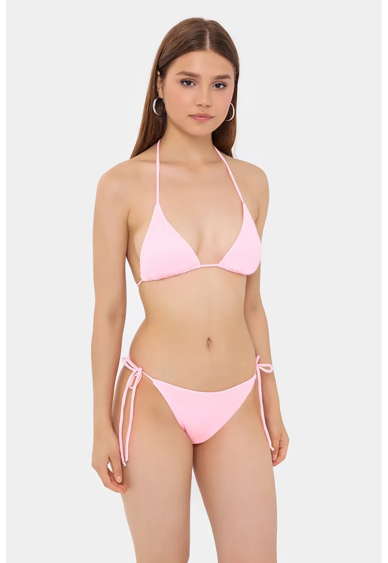 Set bikini legaturi laterale - textil - Roz