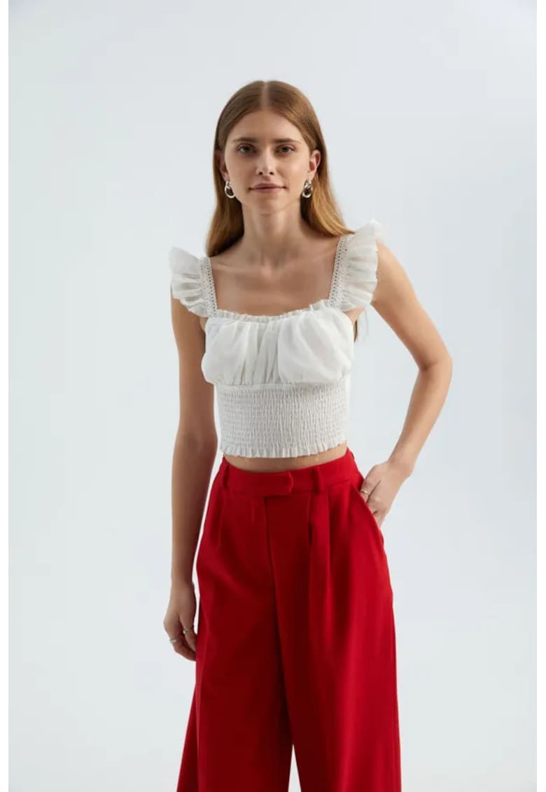 Bluza crop eleganta - Alb