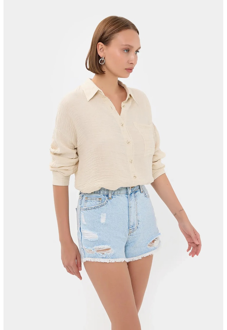 Camasa lejera cu buzunar dama - textil - bej