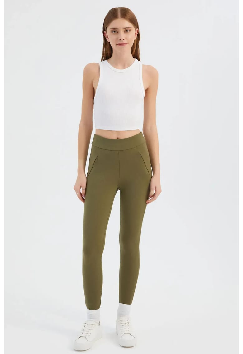 Colanti - cu buzunar - verde - textil