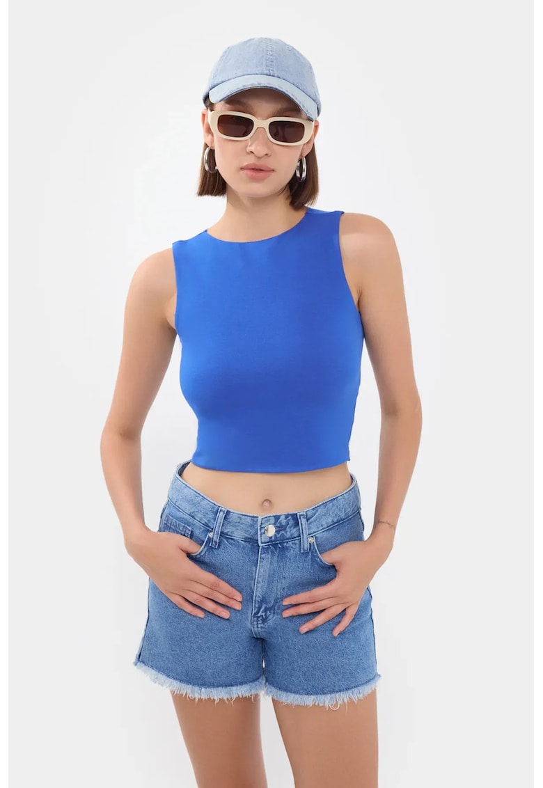 Maiou Round Neck Basic - albastru - jerseu
