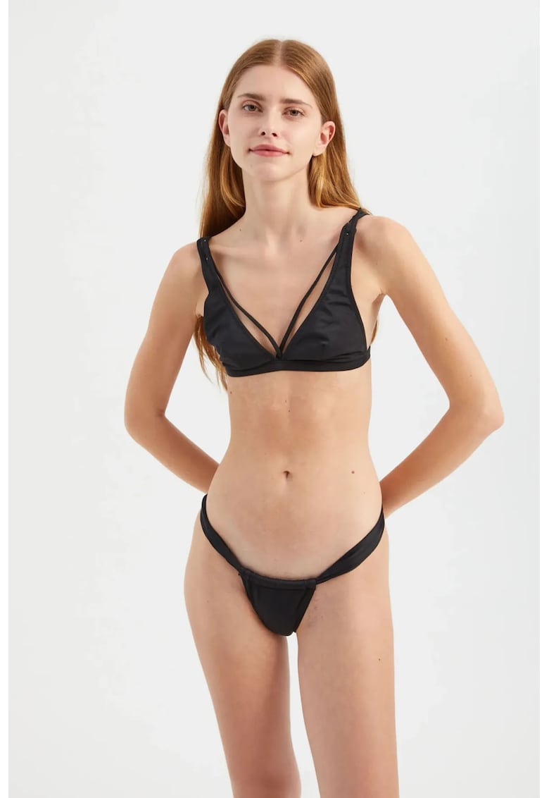 Set bikini bretele - decolteu ombre - negru - textil