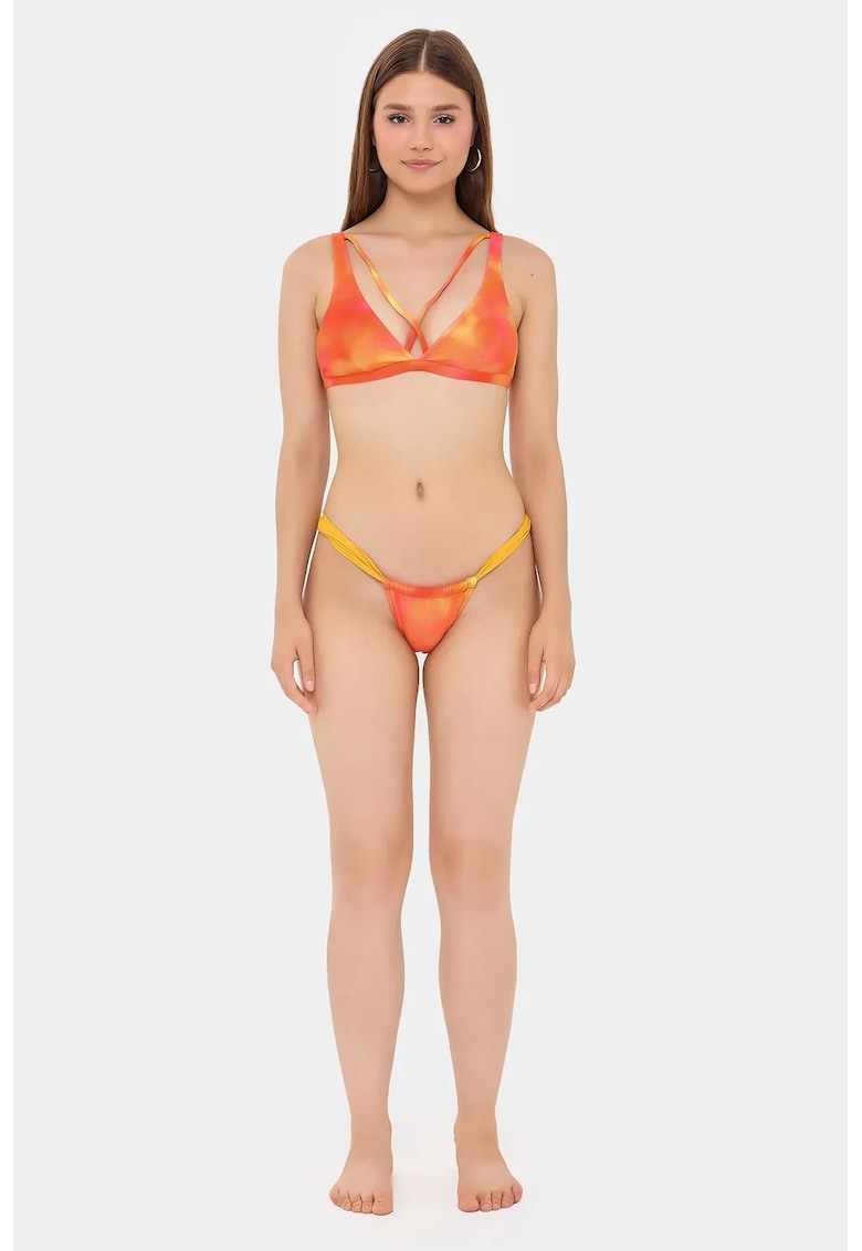 Set bikini bretele - decolteu ombre - portocaliu - textil