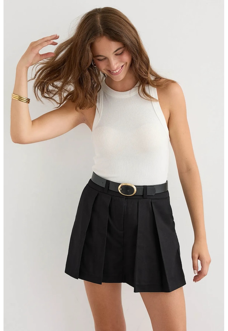 Maiou basic - guler halter - albastru - material de inalta calitate