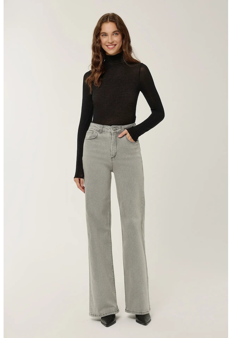 Blugi dama - talie inalta - croiala larga - denim - gri