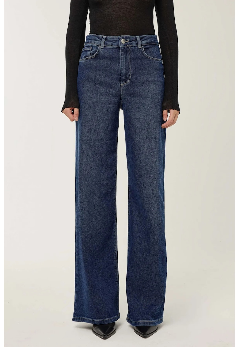 Blugi dama Mom-fit - talie inalta - denim - albastru inchis