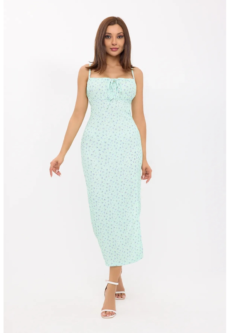 Rochie maxi - Floral - Verde - Poliester