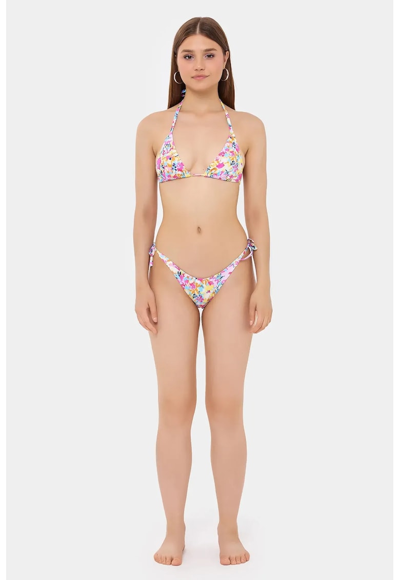 Set bikini triunghi cu legaturi laterale - multicolor - material de inalta calitate
