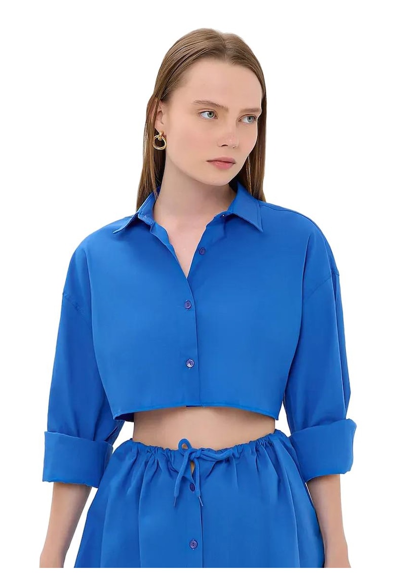Camasa supradimensionata dama - textil - albastru