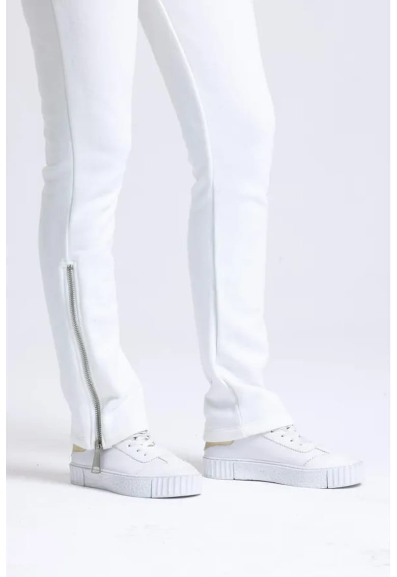 Pantaloni sport dama - cu talie inalta si crapaturi cu fermoar - negri - textil