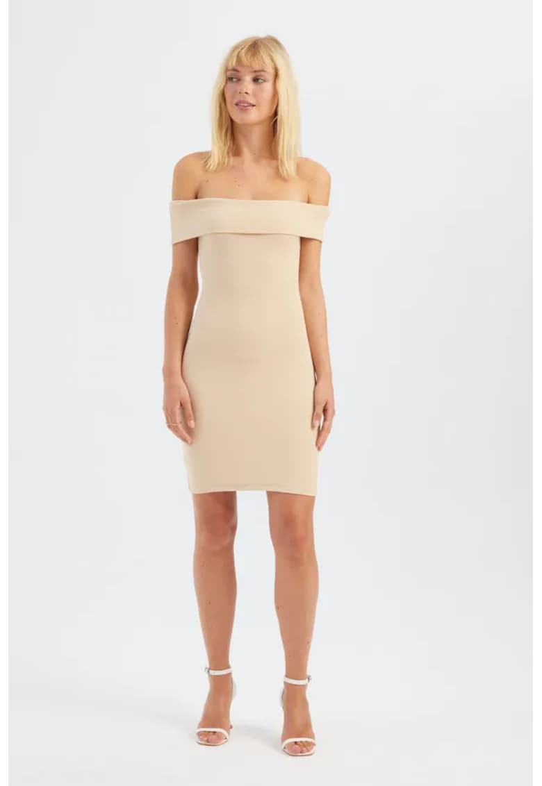 Rochie mini - mulata - bej - textil