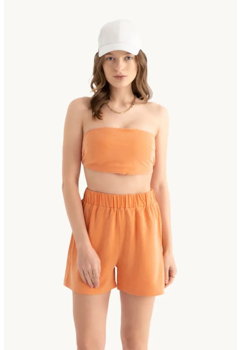 Top scurt - portocaliu - textil - fara bretele.
