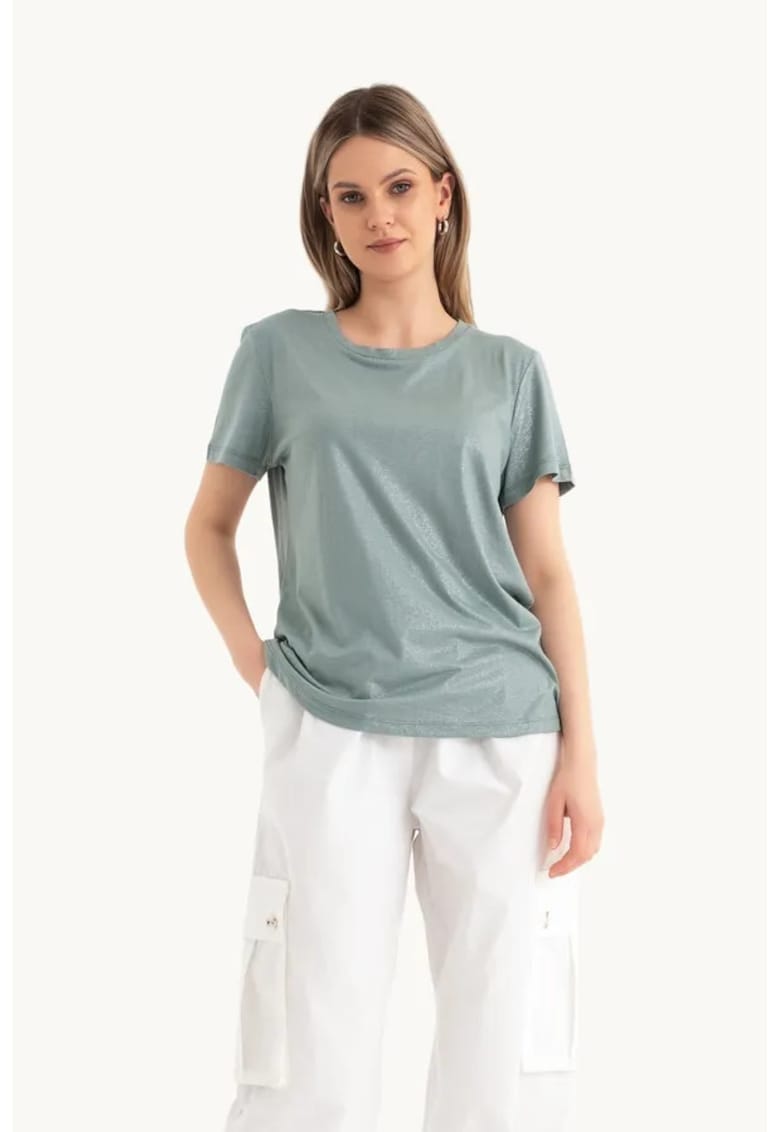 Tricou dama - decolteu rotund - bumbac - verde