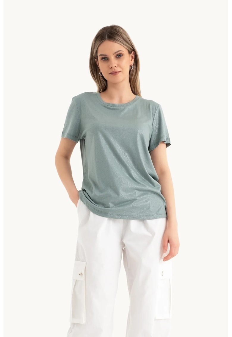 Tricou dama - decolteu rotund - bumbac - verde