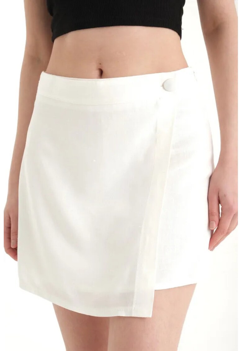 Fusta mini dama - in - talie inalta - alb