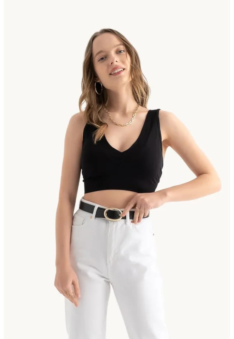 Top sutien decolteu adanc in V - spate in V - negru - Negru