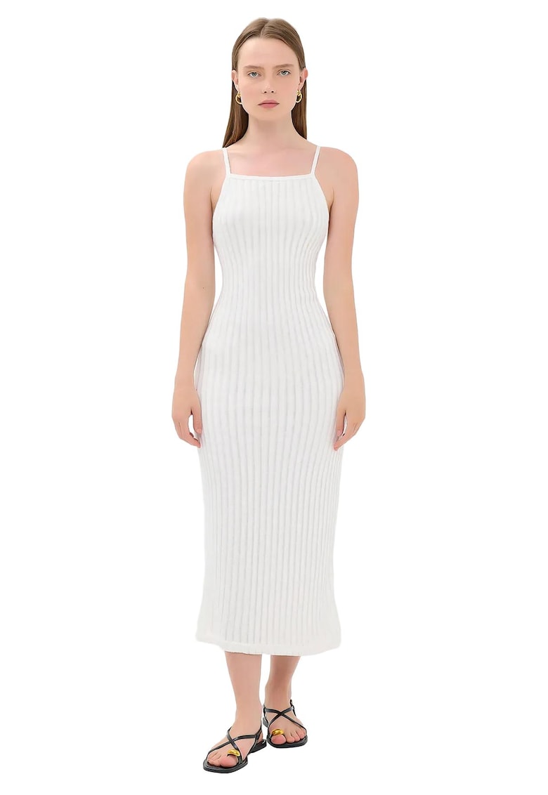 Rochie midi - Alb - Poliester/Elastan