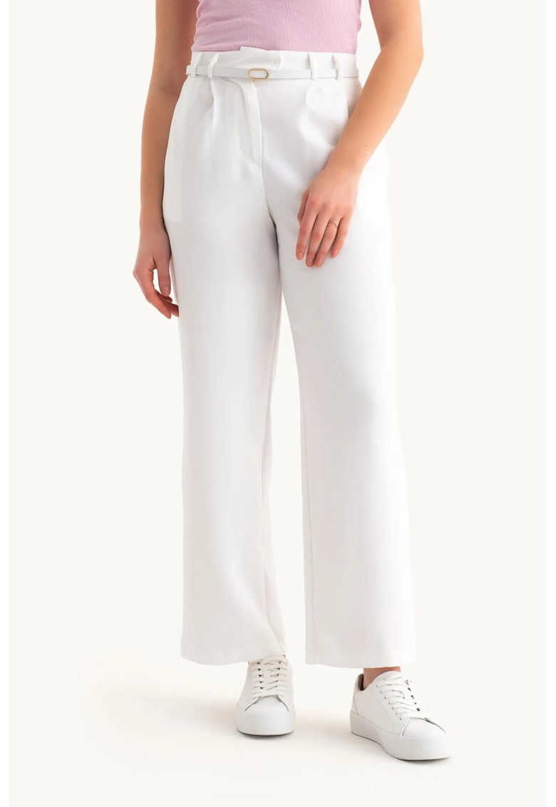 Pantaloni dama textil alb - Alb