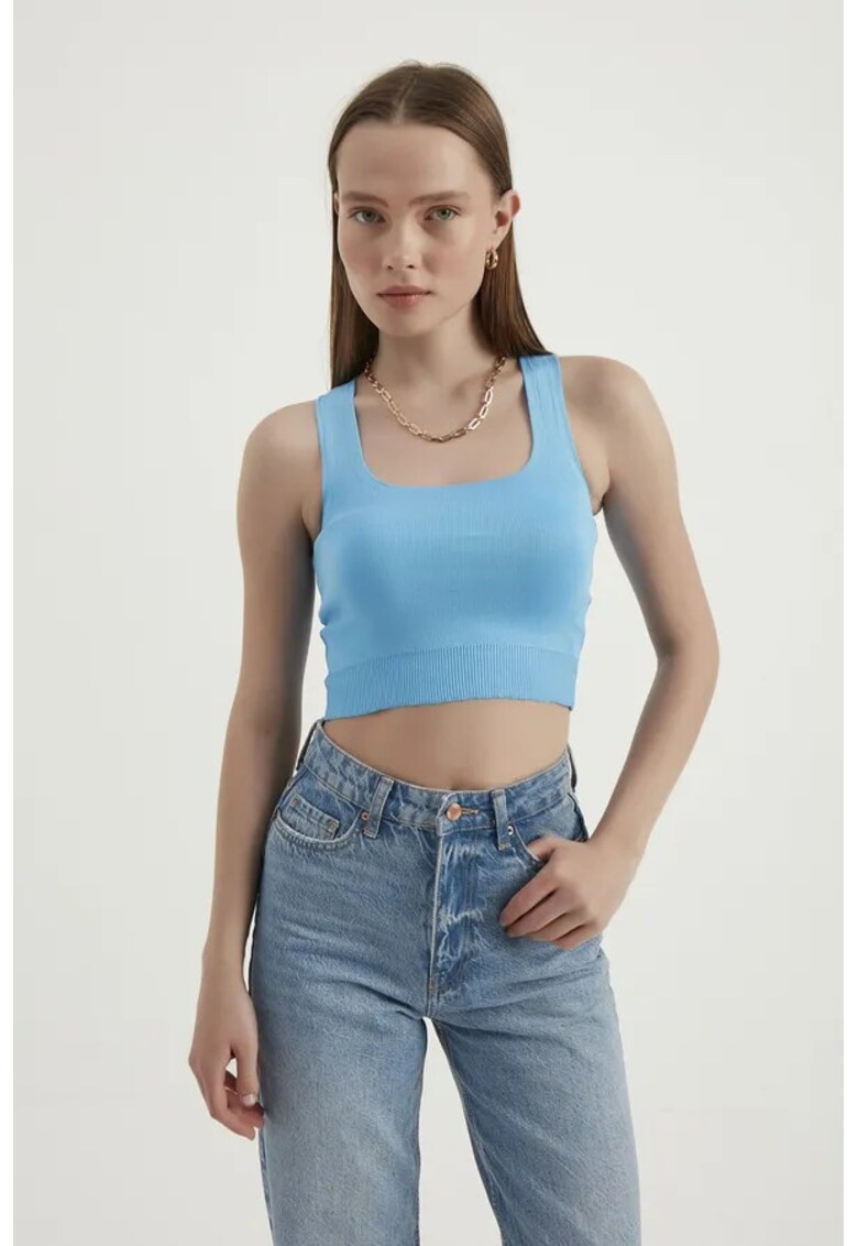 Top Crop Basic fara maneci - guler patrat - textil - 48745