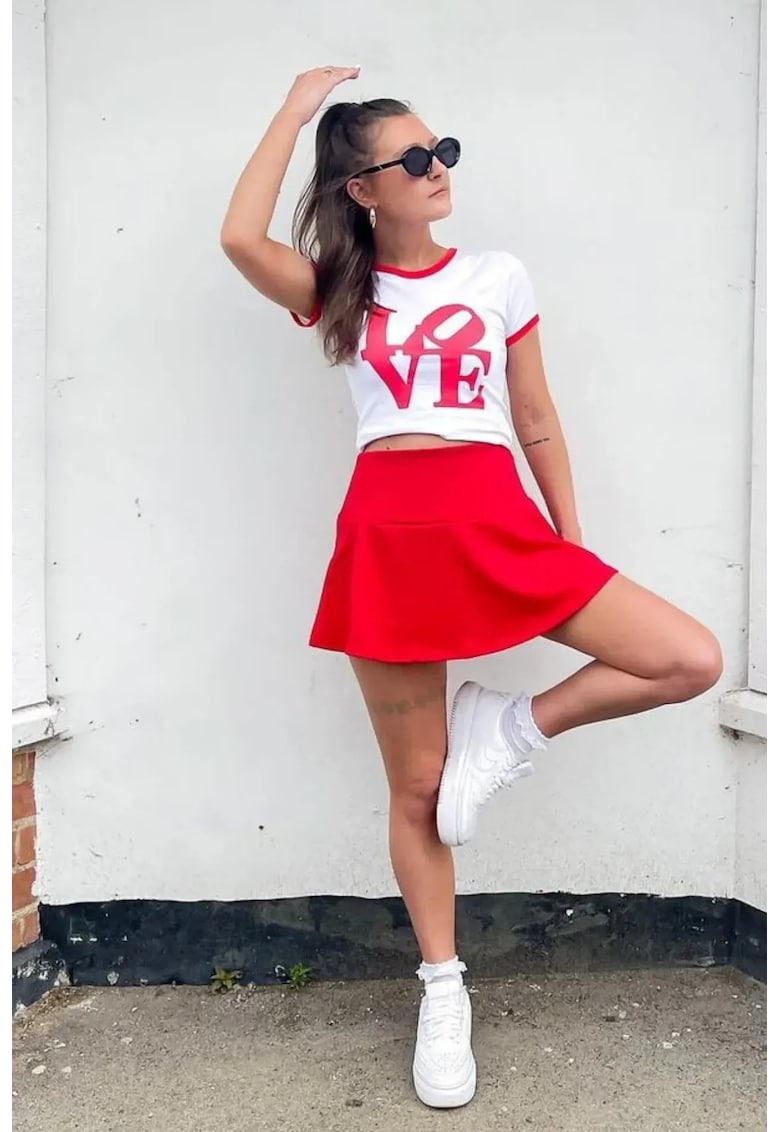 Fusta mini dama textil - rosu