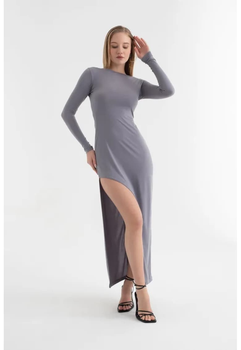 Rochie cu maneca lunga - Gri ardezie