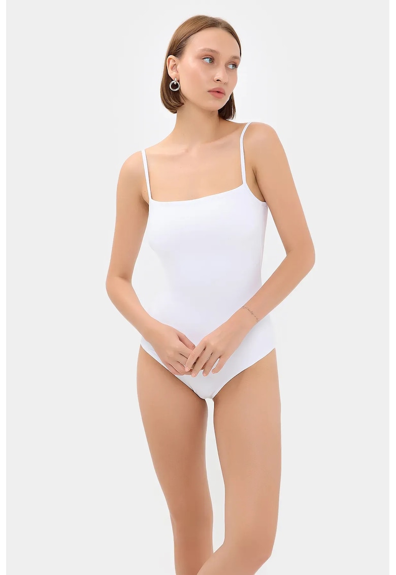 Body basic - bretele spaghetti - alb - jerseu